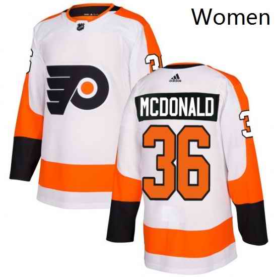 Womens Adidas Philadelphia Flyers 36 Colin McDonald Authentic White Away NHL Jersey